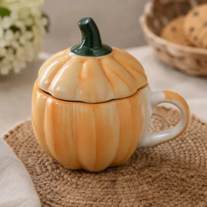 HANDCRAFTED MELON SHAPE MUG WITH LID