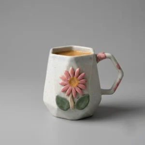 HANDCRAFTED DAISY EMBOSSED CUP GREEN