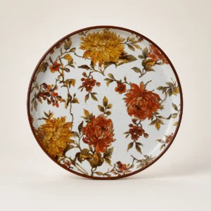 ORANGE FLORAL RIM FULL DINNER PLATE