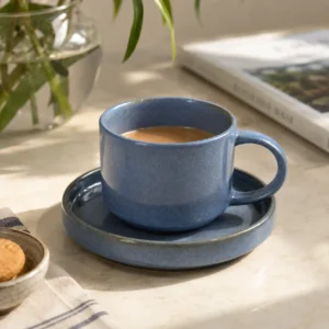 REY CERAMIC SOUP CUP WITH MULTIFUNCTIONAL LID & SAUCER