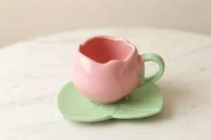 PINK TULIP CUP SAUCER SET