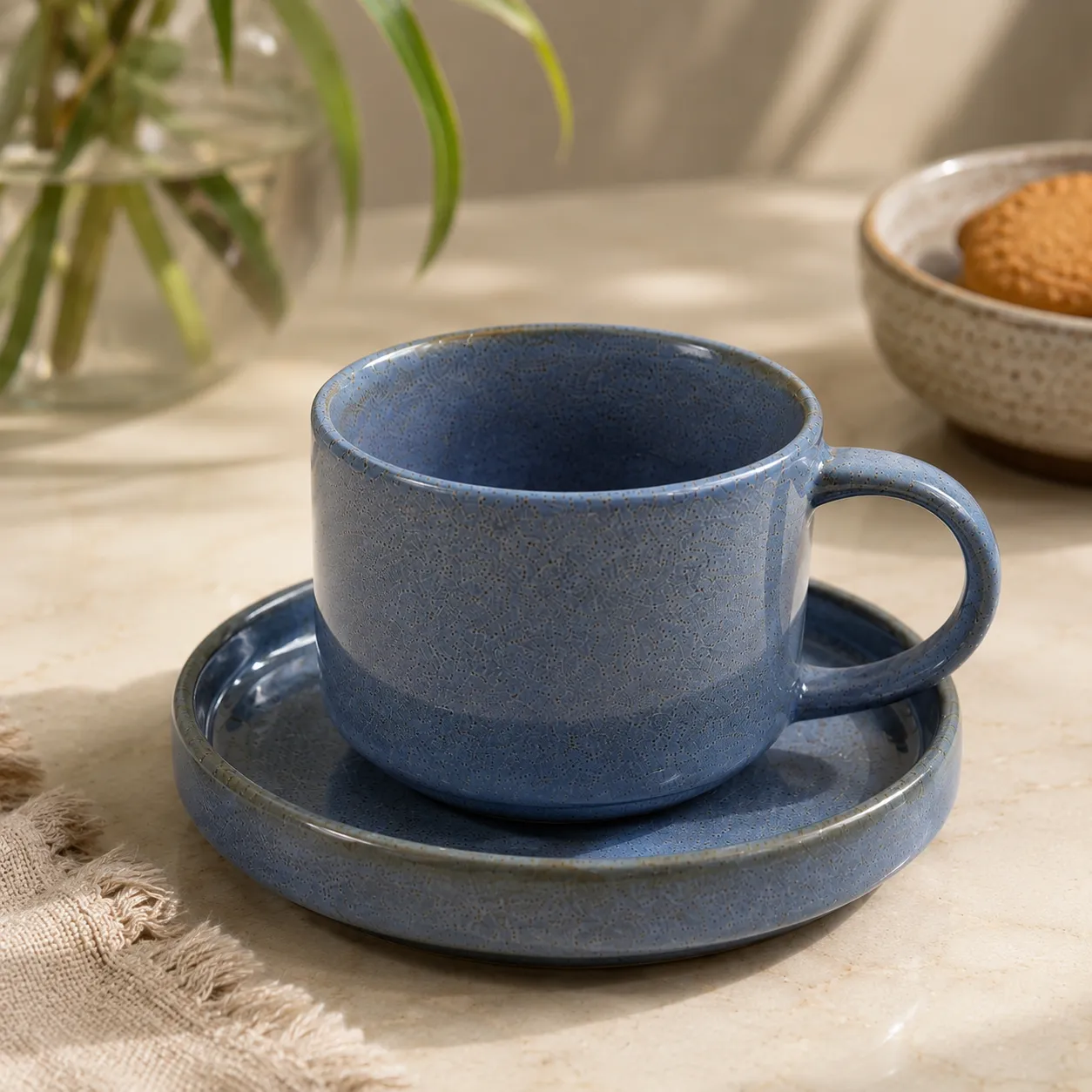 REY CERAMIC SOUP CUP WITH MULTIFUNCTIONAL LID & SAUCER