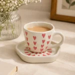 Over the Hearts Coffee Mug and saucer set