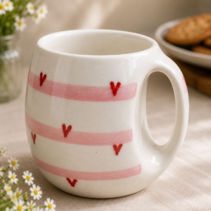 TWIN HEART HORIZONTAL STRIPE MUG