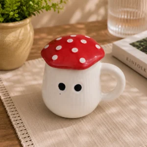 HANDCRAFTED MUSHROOM SHAPE MUG WITH LID