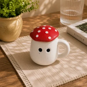 HANDCRAFTED MUSHROOM SHAPE MUG WITH LID