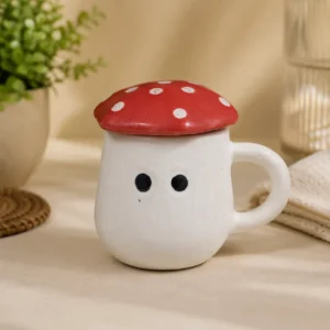 HANDCRAFTED MUSHROOM SHAPE MUG WITH LID