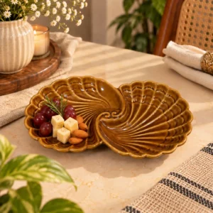 Marigold Peacock Shaped Ceramic Serving Platter